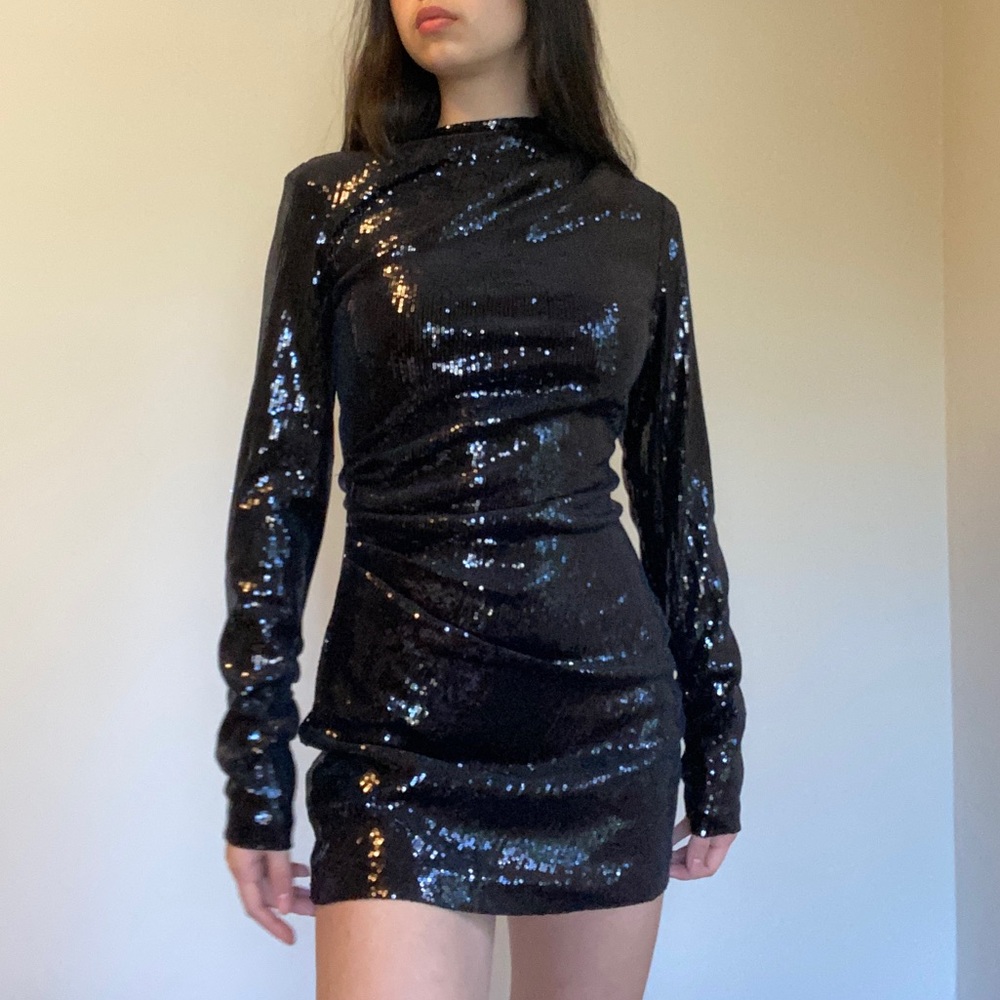 Zara black sequin mini dress